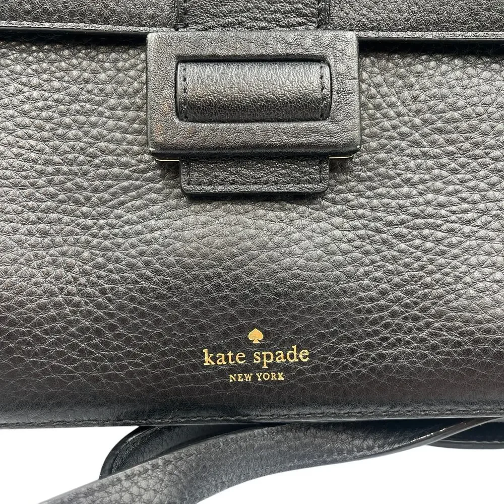 Kate Spade Satchel Crossbody Bag Carlyle Street Justina Pebbled Leather Black